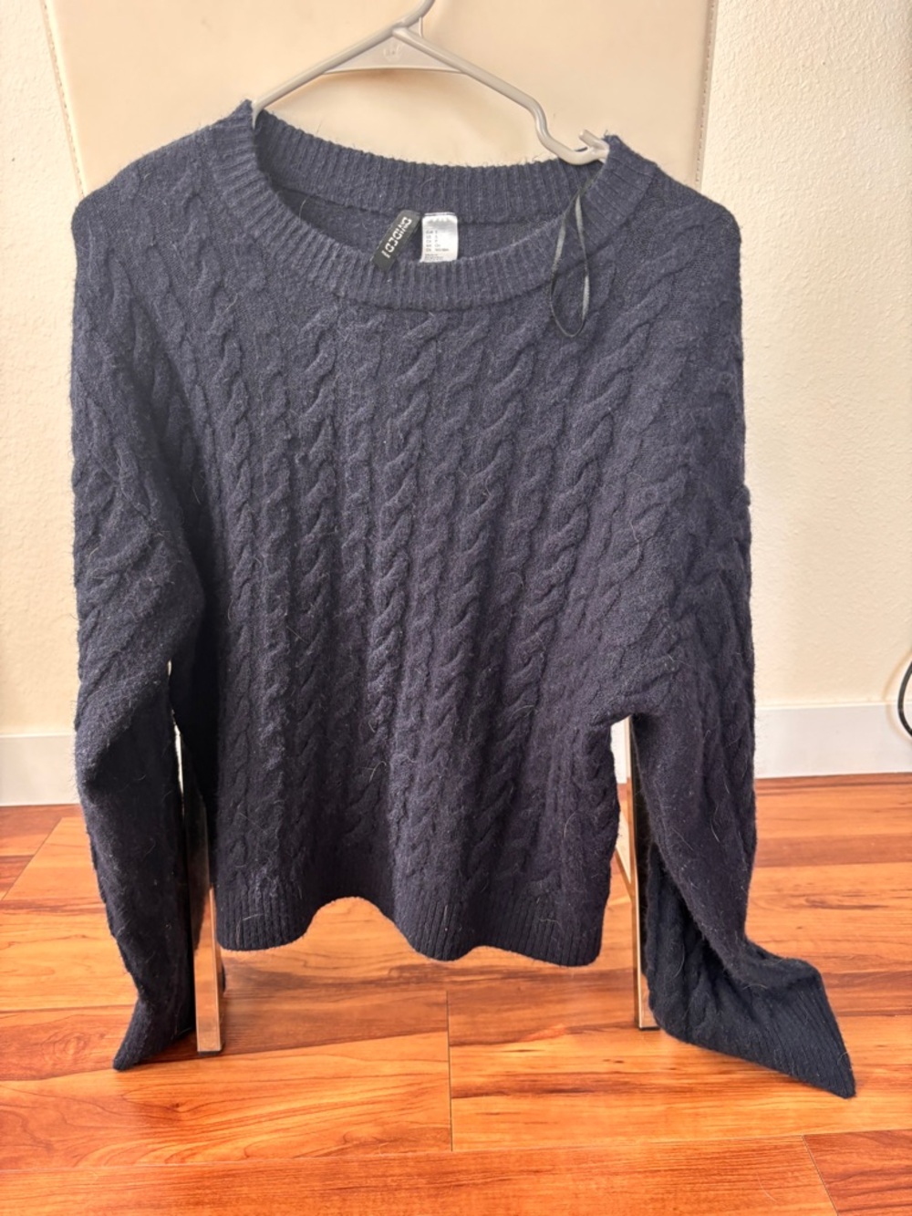 H&M Cable Knit Crewneck Sweater - Navy Blue